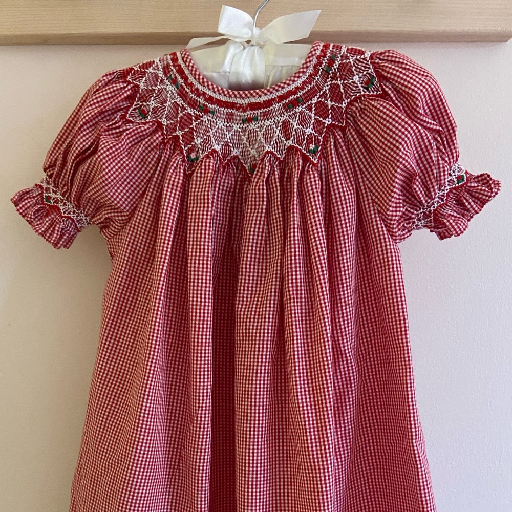Smocked Christmas Holiday Dress Red Size 2T